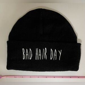 EUC Black “BAD HAIR DAY” beanie.